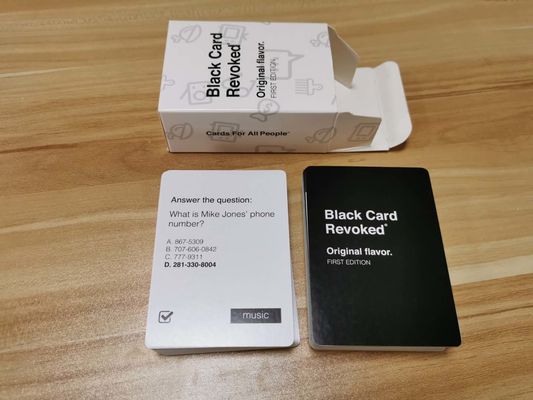 Zwart-wit Matt Laminated Playing Cards 106PCS vraagt Kaart voor Spel